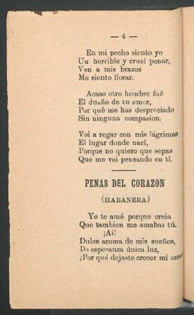Penas del corazón : (Habanera)