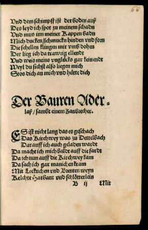 Der Bauren Aderlaß/ sambt einem Zanbrecher.