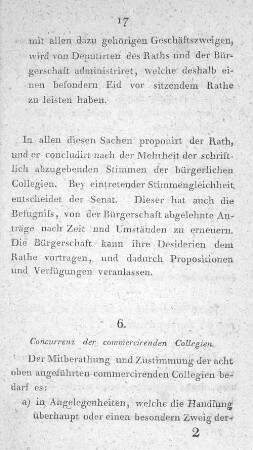 6. Concurrenz der commercirenden Collegien.