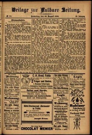Zweite Ausgabe vom Samstag, den 22. August 1896.