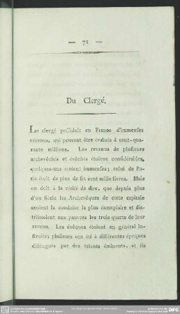 Du Clergé