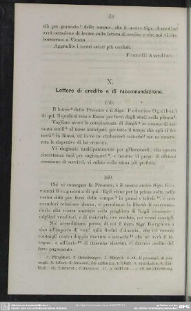 X. Lettere di credito e di raccomandazione