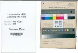 Entnazifizierung Maria Taprogge , geb. 08.08.1902 (Einzelhaendlerin)