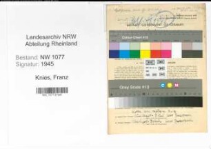 Entnazifizierung Franz Knies , geb. 09.01.1921 (Polizist)