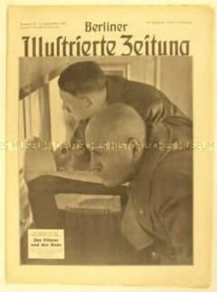 Wochenzeitschrift "Berliner Illustrierte Zeitung" u.a. zum Besuch von Hitler und Mussolini an der Ostfront