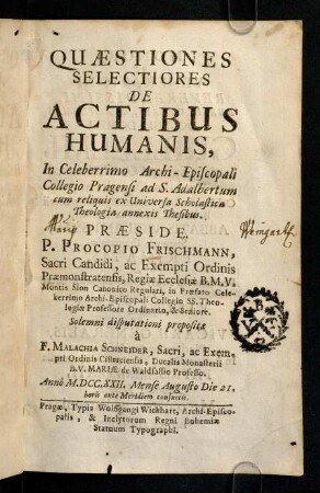 1-328, Quaestiones Selctiores De Actibus Humanis