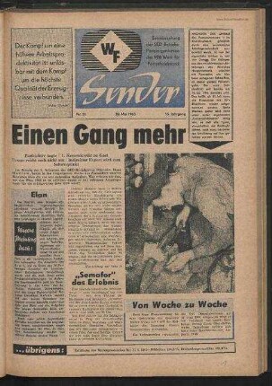 Betriebszeitung 'WF-Sender', Nr.21/1963 (30. Mai 1963)
