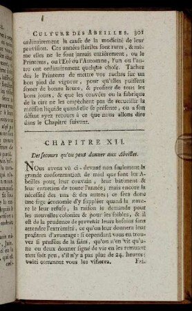 Chapitre XII. Des secours qu´on peut donner aux Abeilles.