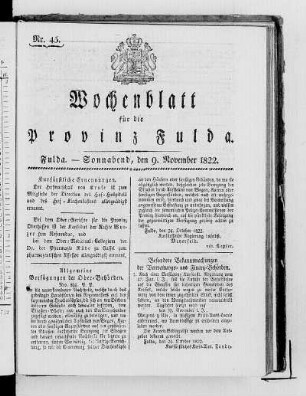 Nr. 45, Ausgabe vom 9. November 1822