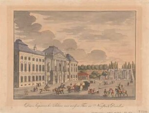 Das Japanische Palais, am weißen Thor in Dresden, kolor. Kupferst. um 1818 : Das Japanische Palais, am weißen Thor in Neustadt Dresden / [Christian Friedrich Sprinck]. - [Dresden] , [vor 1818]. - 1 Kunstbl. : kolor. Kupferst. ; 21 x 15 cm