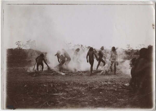 Kayapó "fire dance" in front of the Apeitití festival hut