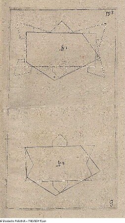 Fünfeck als geometrische Hilfsfigur bei der Erstellung eines Festungsgrundrisses