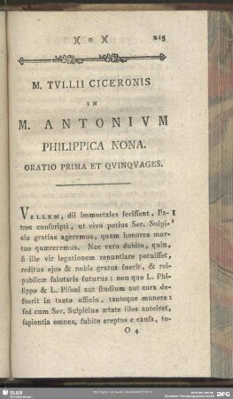 In M. Antonium Philippica Nona
