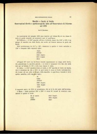 Maccchie e e facole al borclo. Osservazioni dirette e spettroscopiclie fatte all' Osservatorio di Palermo nel 1873