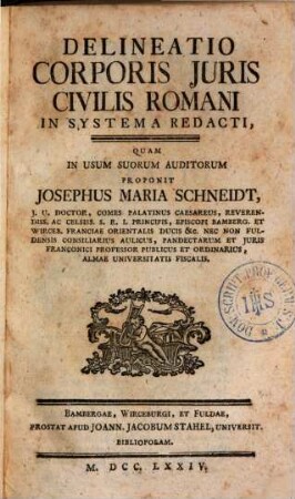 Delineatio Corporis Juris Civilis Romani In Systema Redacti