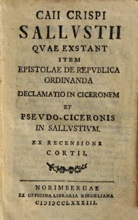 Caii Crispi Sallustii quae exstant