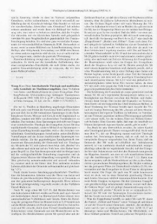 931-934 [Rezension] Wong, Kun-Chun, Interkulturelle Theologie und multikulturelle Gemeinde im Matthäusevangelium