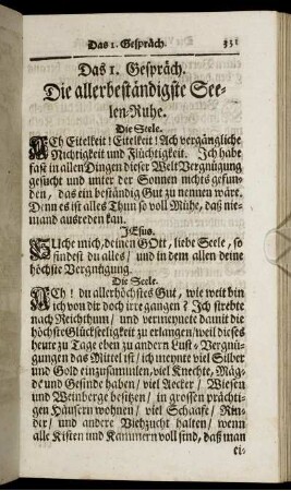 Das 1. Gespräch. Die allerbeständigste Seelen-Ruhe.