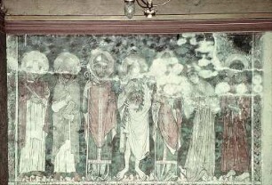 Sieben Heilige: Peter Martyr, Pantaleon, Nikolaus, Johannes d. T., Konrad, Franziskus, Dominik
