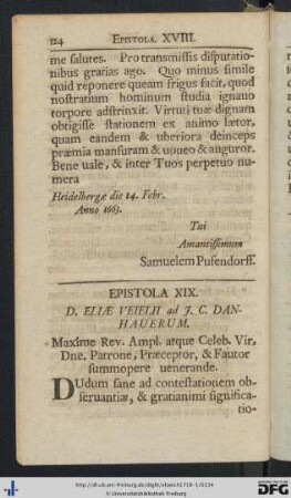 XIX. D. Eliae Veielii ad J. C. Danhauerum - XX. Eliae Veielii ad Jo. Conr. Danhauerum.