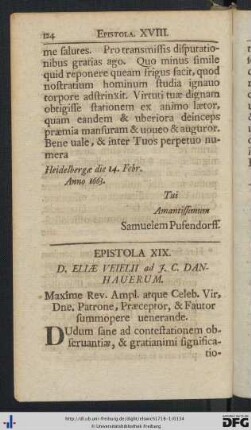 XIX. D. Eliae Veielii ad J. C. Danhauerum - XX. Eliae Veielii ad Jo. Conr. Danhauerum.