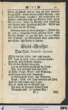 Liebs-Seufzer des Heil. Francisci Xaverii.