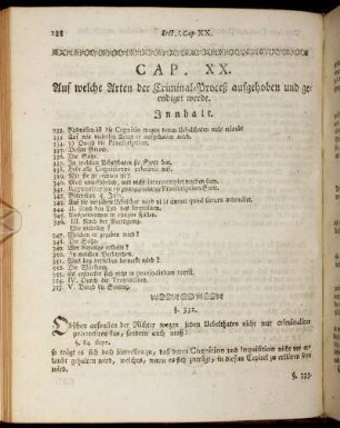 Cap. XX. Auf welche Arten der Criminal-Proceß aufgehoben und geendiget werde.
