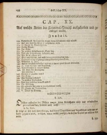 Cap. XX. Auf welche Arten der Criminal-Proceß aufgehoben und geendiget werde.