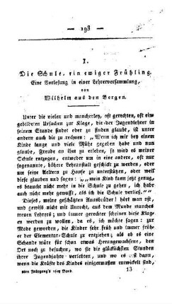 Die Schule, ein ewiger Frühling : eine Vorlesung in einer Lehrerversammlung