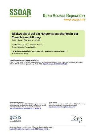 Blickwechsel auf die Naturwissenschaften in der Erwachsenenbildung