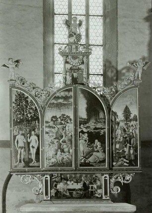 Kreuzigung, Taufe und Auferstehung Christi, Abendmahl
