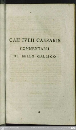 Caii Iulii Caesaris Commentarii De Bello Gallico