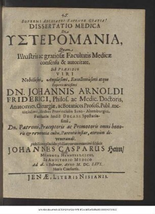 Dissertatio Medica De Ysteromania