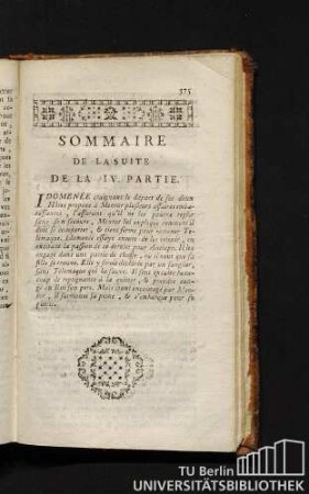 Sommaire de la suite de la IV. partie. Les avantures de telemaque, suite de la IV. partie.