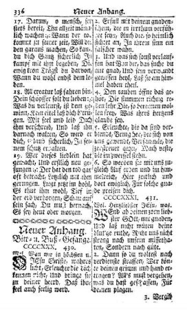 Neuer Anhang. Bitt- u. Buß-Gesänge