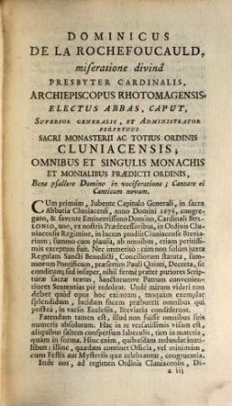 Breviarium Cluniacense : Juxta Regulam Sancti Benedicti, Et mentem Pauli V. Pontificis maximi. 1, Pars Aestiva