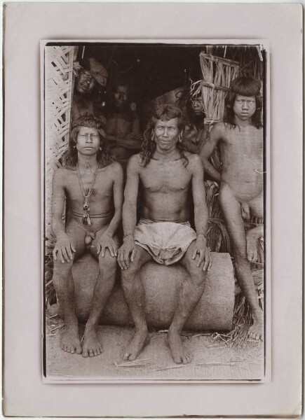 Canela group at the entrance to the chief's hut (Suridade village)