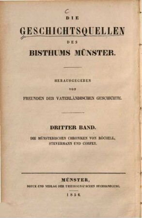 Die Münsterischen Chroniken von Röchell, Stevermann und Corfey