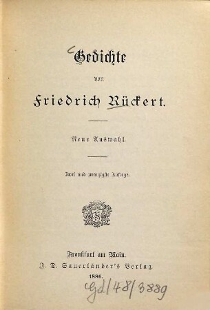 Gedichte : neue Auswahl