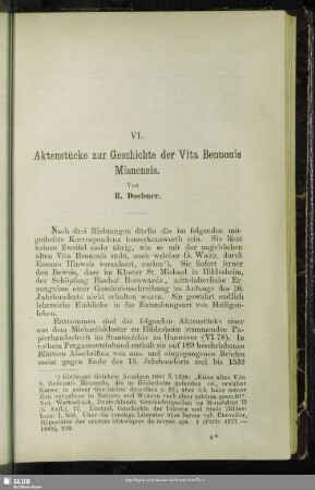 VI. Aktenstück zur Geschichte der Vita Bennonis Misnensis