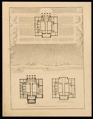 Schloss Krzeszowice bei Krakau: Grundrisse (aus: Sammlung Architektonischer Entwürfe, Berlin 1858)