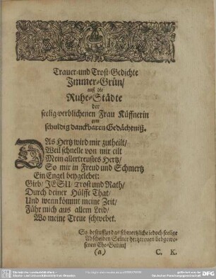 Trauer und Trost Gedichte