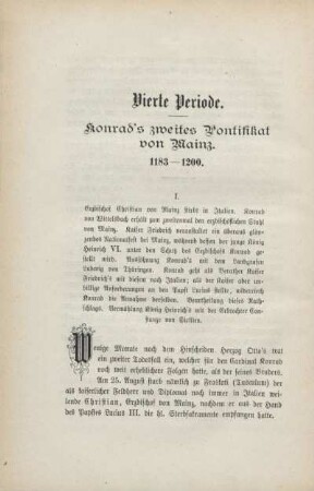 Vierte Periode. Konrad's zweites Pontifikat von Mainz. 1183-1200.