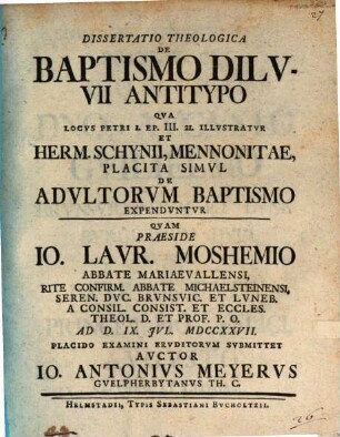Diss. ... de baptismo diluvii antitypo