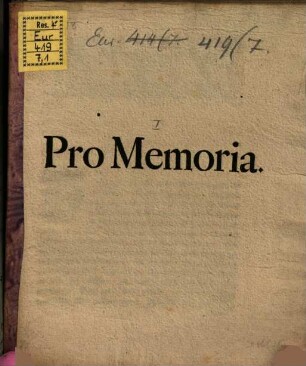 Promemoria : De dato Regensb. 4. Oktob. 1756, 1