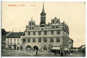 Leitmeritz. Rathaus (1541) : Leitmeritz. Altes Rathaus (Kern um 1400, 1537-1541, 1652) auf dem Marktplatz