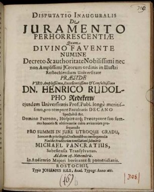 Disputatio Inauguralis De Iuramento Perhorrescentiae