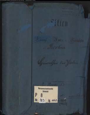 Protokollakten des Kreisgericht Borken mit den Orten Borken, Gemen, Groß Reken, Heiden, Hülsten, Klein Reken, Raesfeld, Ramsdorf, Rhede, Velen und Weseke (Juden H 1863-1874), zuzüglich Hülsten (vacat)