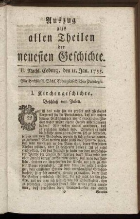 II. Nachl. Coburg, den 11. Jan. 1755.