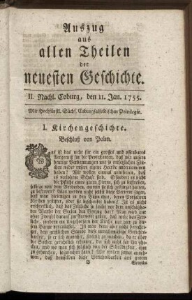 II. Nachl. Coburg, den 11. Jan. 1755.